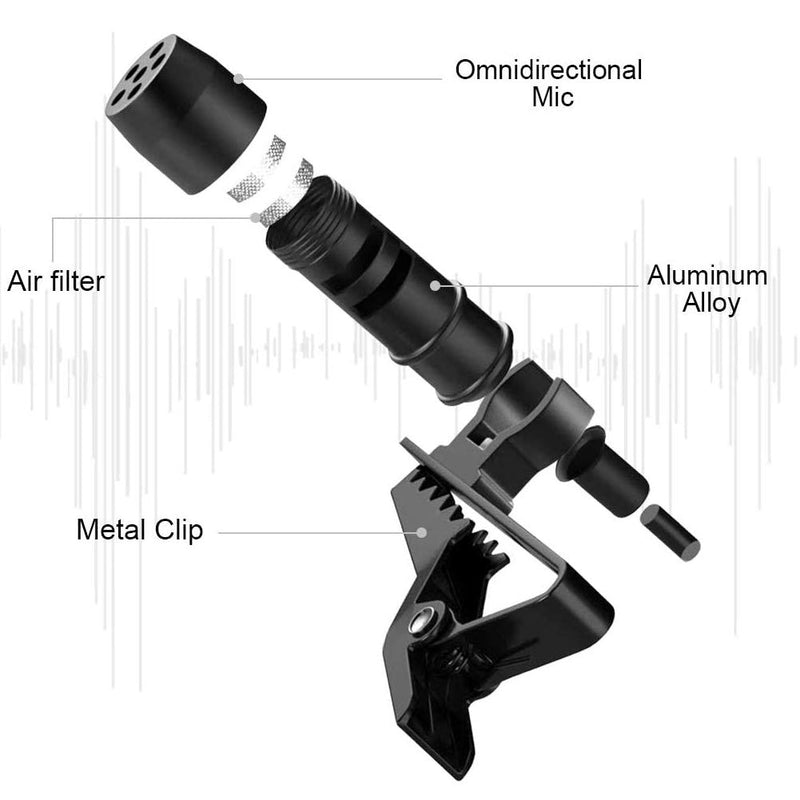 [AUSTRALIA] - Atpot Lavalier Microphone, 360°Omnidirectional Professional Condenser Mic Compatible with iPhone/iPad/iPod Touch Series for Interview, Studio, Video, Vlogging,YouTube,Recording Lighting 