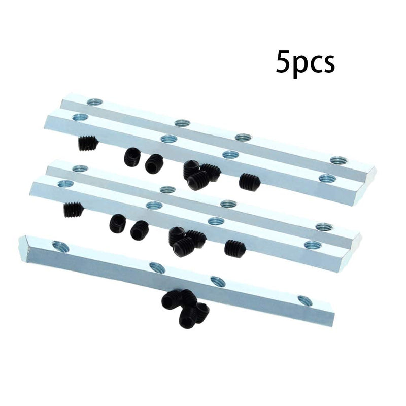 MroMax 20 Series Linear Connector 3.94" x 0.39" x 0.2" (L x W x T) Carbon Steel Galvanized Silver Straight Piece Connection Part 5PCS