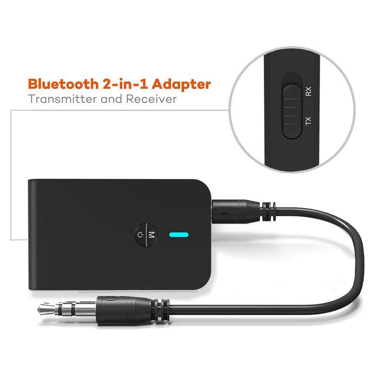 ZIIDOO Bluetooth 5.0 Transmitter and Receiver, 3-in-1 Wireless Bluetooth Adapter,Low Latency Bluetooth Audio Adapter for TV,Car,Home Stereo System
