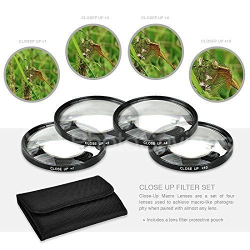 77mm Close-Up Filter Set (+1, 2, 4 and +10 Diopters) for Nikon COOLPIX P1000 16.7 Digital Camera