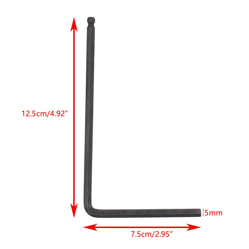 XtremeAmazing 5mm Guitar Truss Rod Ball End Long Allen Adjustment Wrench with String Action Gauge Ruler Luthier Tool for Martin Acoustic Guitar Bass