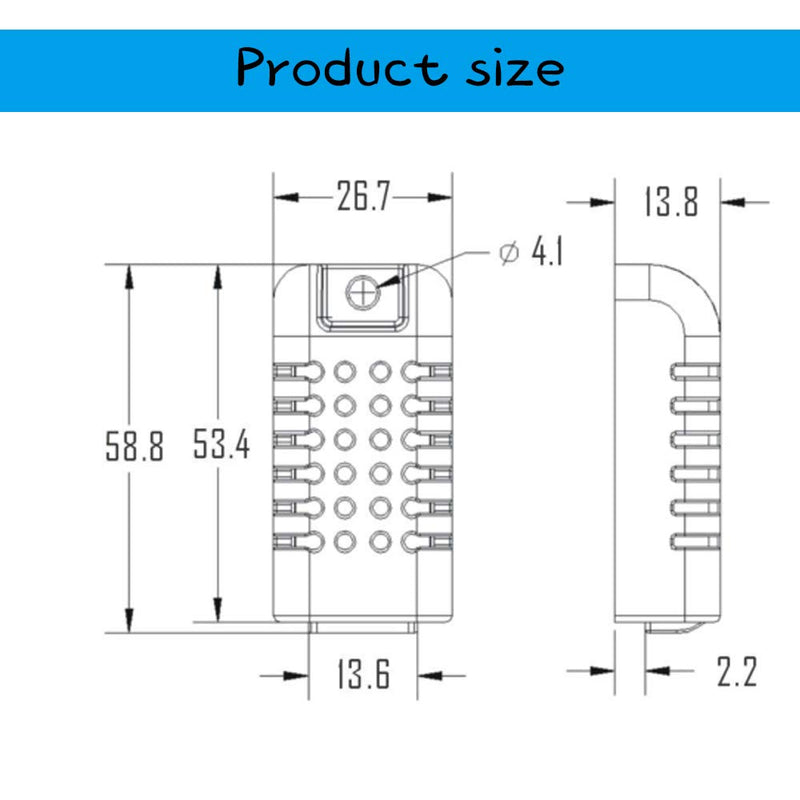 Acxico 1Pcs AM2320B Digital Temperature Humidity Sensor Module AM2301 SHT21 Single Bus/IIC Compatible Interface 4 pin for Arduino