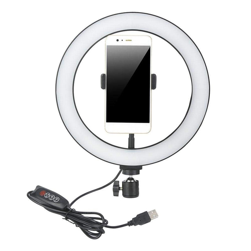 10 Inch Led Ring Light Adjustable Led Ring Light Living Broadcast Selfie Fill Lamp Dimmable 3 Light Modes for Live Photography Shooting Lighting(Aluminum Alloy)