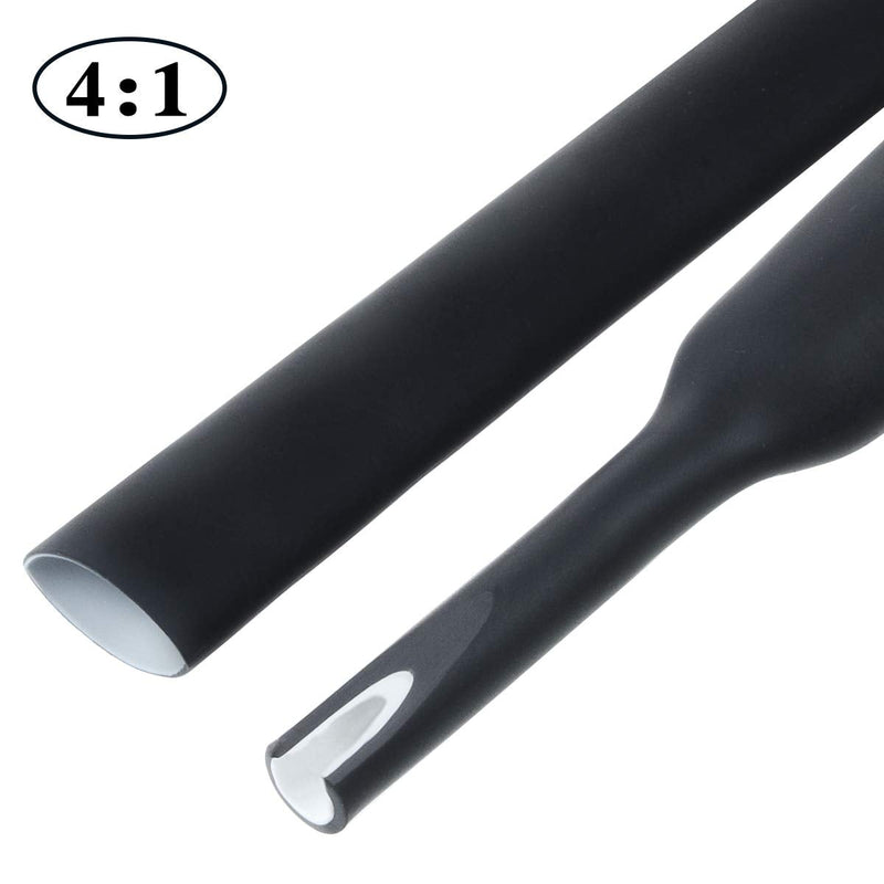 XHF 14 Ft 4:1 Large Size High Flame Retardant Heat Shrink Tubing Assortment Kit Automobile Special Grade Wire Cable Adhesive Lined Tube Insulation Seal Against Moisture Corrosion and Air Leakage Black （12&16&24）mm
