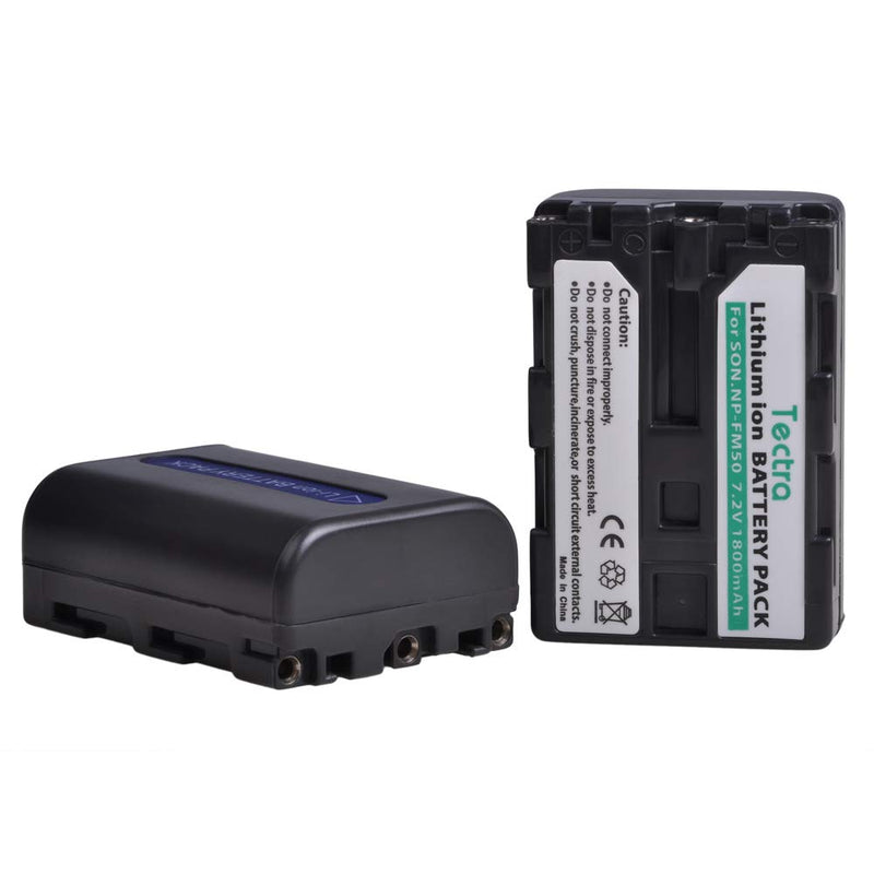 Tectra 2Pcs NP-FM50 Replacement Battery and Dual USB Charger for Sony HDR-HC1, DCR-TRV280, DCR-TRV350, CCD-TRV138, DCR-TRV250, DCR-TRV19, DCR-TRV22, DCR-TRV27, DCR-TRV33, DCR-TRV460, DCR-TRV140