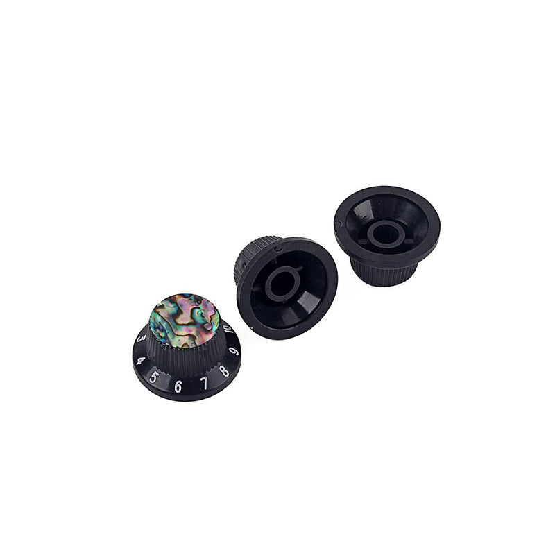 Alnicov Guitar Contral Knobs,Black Electric Guitar Speed Knobs With Abalone Shell Tone Volume Control Knobs 3 Pack