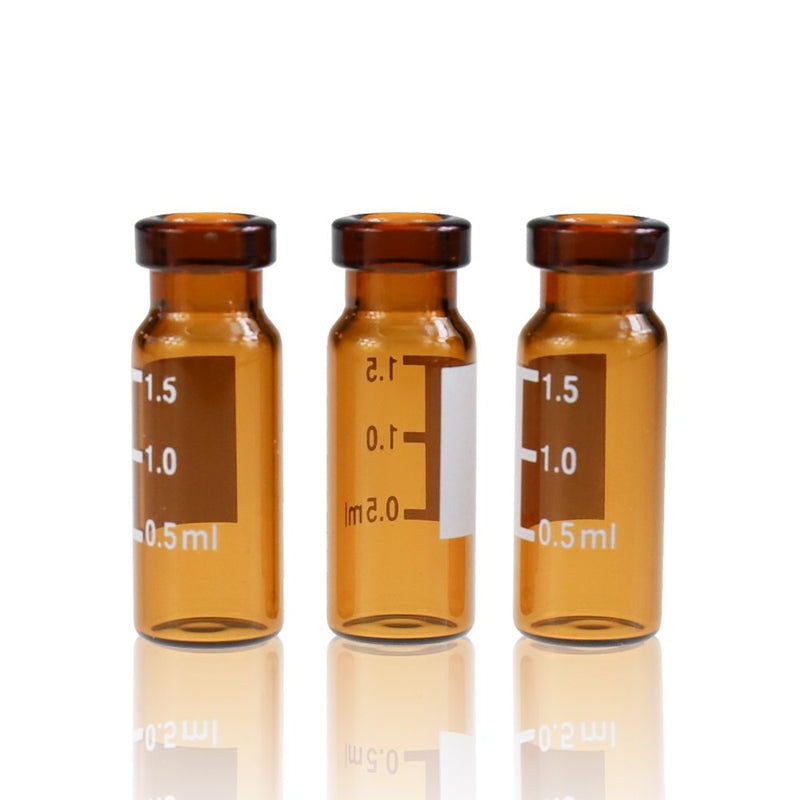 ALWSCI Amber Glass Flat Base Vial, 11mm Wide Opening Crimp Top Vial, 2mL, 12mm x32mm, Pack of 100 Amber BorosiliGlass with Graduation