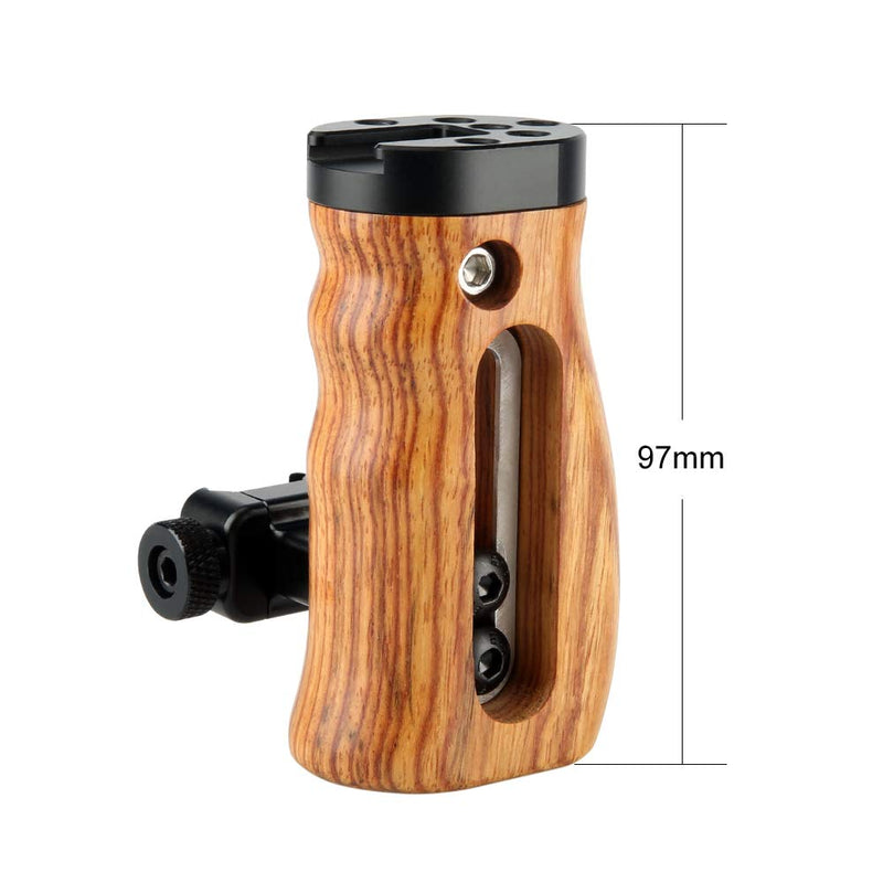 NICEYRIG NATO Quick Release Wooden Handle, Universal Side Grip with Mounting Holes Cold Shoe - 268