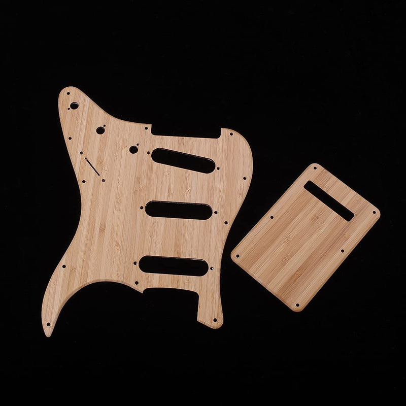 Alnicov SSS 11 Hole Strat Pickguard Backplate with Screws for Stratocaster Strat Guitar(Bamboo Material)