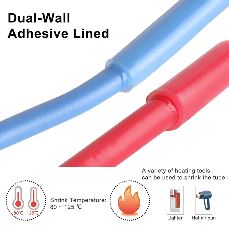 Heat Shrink Tubing Clear Kit, AIRIC 110pcs Industrial 3:1 Tube Adhesive Lined - Dual Wall Tube KIT-clear-110pcs 110