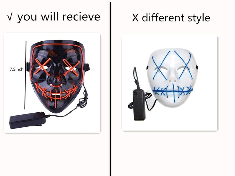Moonideal Halloween Light Up Mask EL Wire Scary Mask for Halloween Festival Party Sound Induction Twinkling with Music Speed Blue