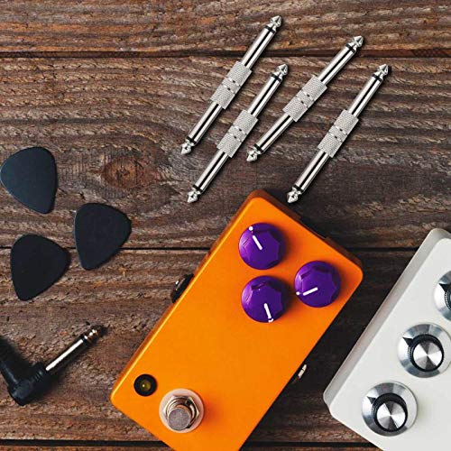 [AUSTRALIA] - 12 Pieces Guitar Pedal Coupler Cable Pedal to Pedal Connectors 1/4 Inch TS to 1/4 Inch TS Guitar Effects Connector Male to Male Copper Pedal Coupler Straight Type Jack Plug Silver Color 