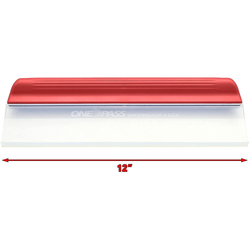 One Pass Classic 12" Waterblade Silicone T-Bar Squeegee Red - Made in USA (Red)