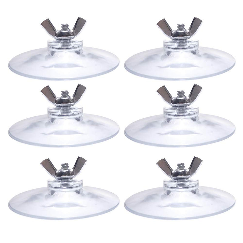 M4 Thread Transparent PVC Suction Cup With Screw Hook 2 Inch Diameter Butterfly Wing Nut Clear Sucker, 6 PCS (Recommended)