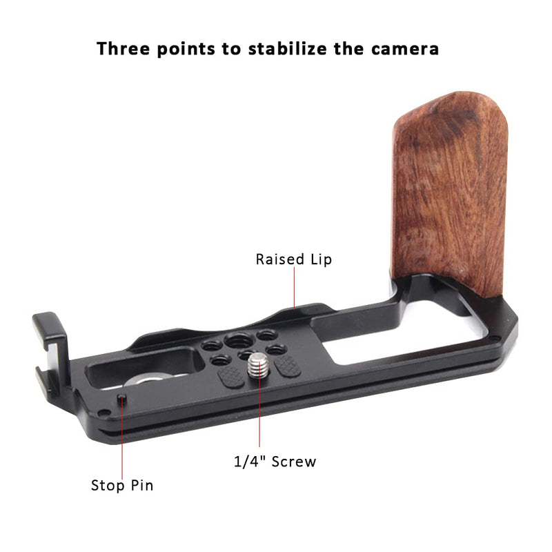Camera Hand Grip for Fuji Fujifilm XT4 X-T4, Aluminum Alloy Video Bracket Accessories with Arca Swiss Plate, Wooden Side Grip and Cold Shoe Mount