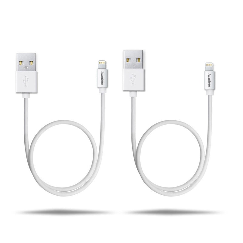 Avantree [Apple MFi Certified] 2 Pack Short Lightning Cable, 1ft for iPhone X, 8, 7, 6, 5, iPod iPad, for Data Sync & Charge - White