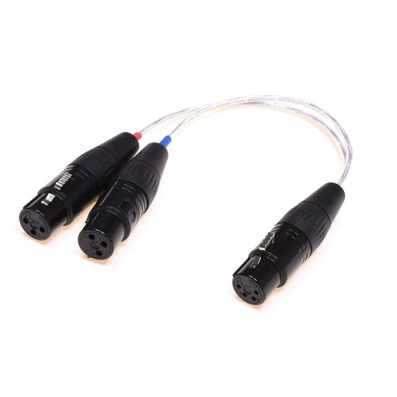 [AUSTRALIA] - GAGACOCC XLR Cable Dual 3-Pin XLR to 4 Pin XLR Cable Clear Silver Plated Shield 20CM (Dual 3-Pin XLR Female to 4 Pin XLR Female) Dual 3-Pin XLR Female to 4 Pin XLR Female 