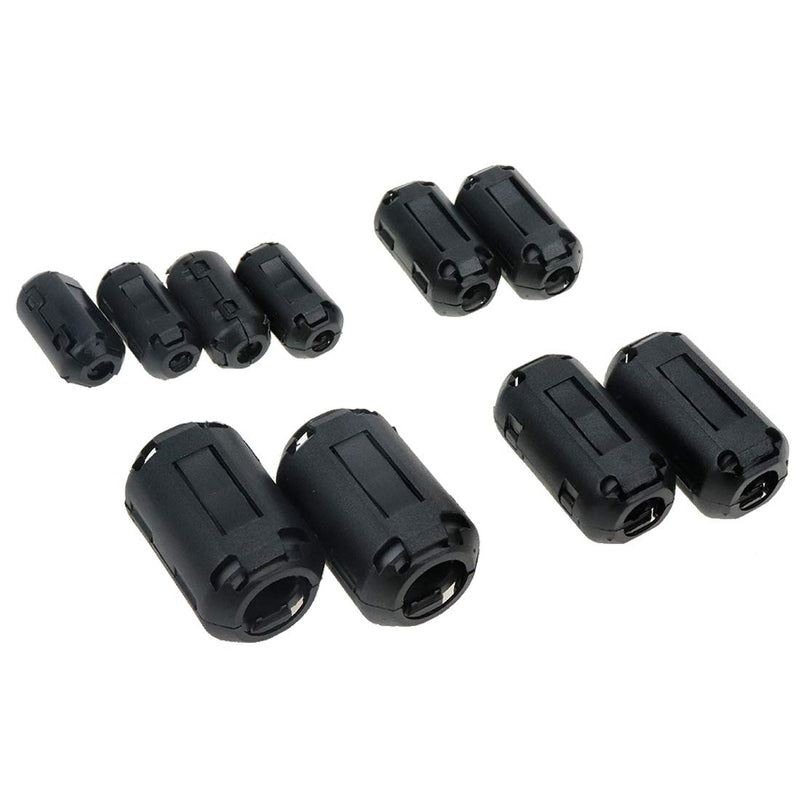 Sydien 10pcs Anti-Interference Noise Filters EMI Noise Suppressor Cable Clip for 3.5mm / 5mm / 7mm / 9mm / 13mm Diameter TV Power Cord, Audio Cable & Video Data Cable