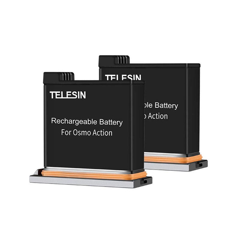 TELESIN 2-Pack Replacement Battery and Triple Storage USB Charger Case with Charging Cable for DJI Osmo Action Camera, Compatible with Original Batteries (1 x Charger + 2 x Batteries) 1 x Charger + 2 x Batteries