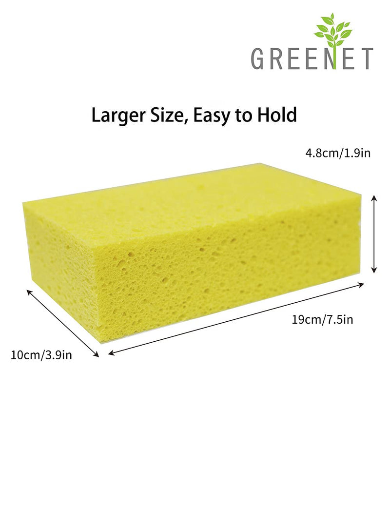 Cellulose Large Sponges for Cleaning, Multi-use Scrub, for Car, Boat and Kitchen, Pack of 3, Yellow, Environmentally Safe Biodegradable