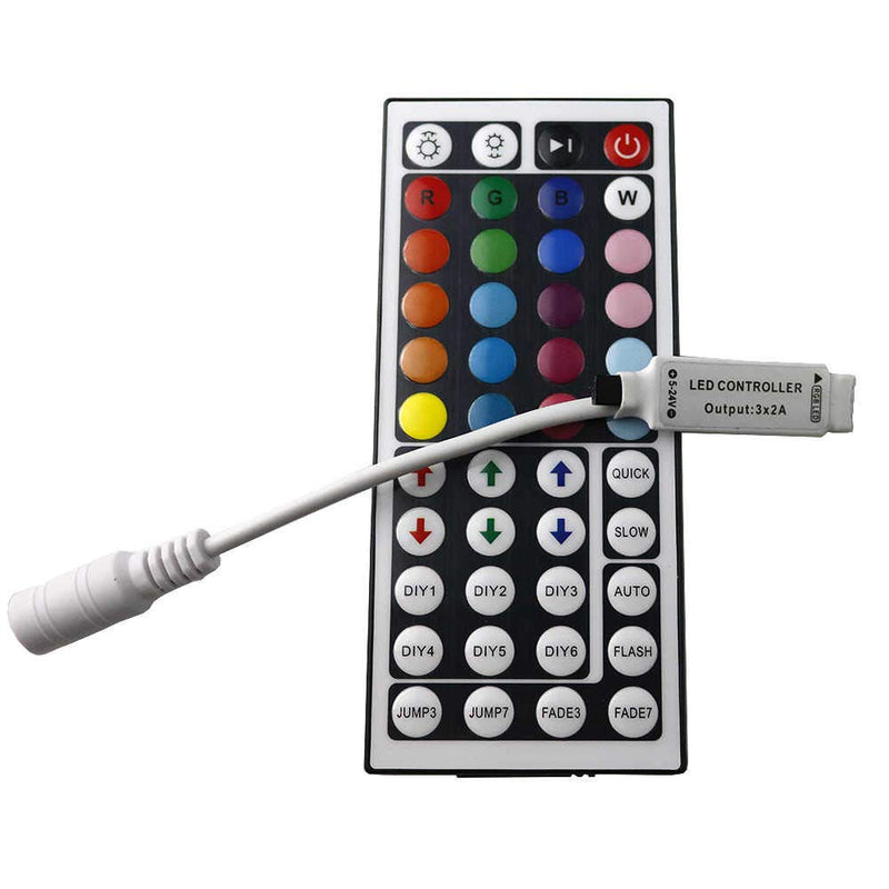 [AUSTRALIA] - VeeDoo 44 Key RGB LED Strip Light Remote Control with Controller Adapter for SMD 5050 3528 2835 RGB Colored Flexible LED Tape Light 