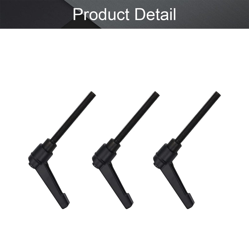 Othmro M6 Thread 50mm Length Black Aluminum Alloy Adjustable Lever Handle Clamping 3pcs