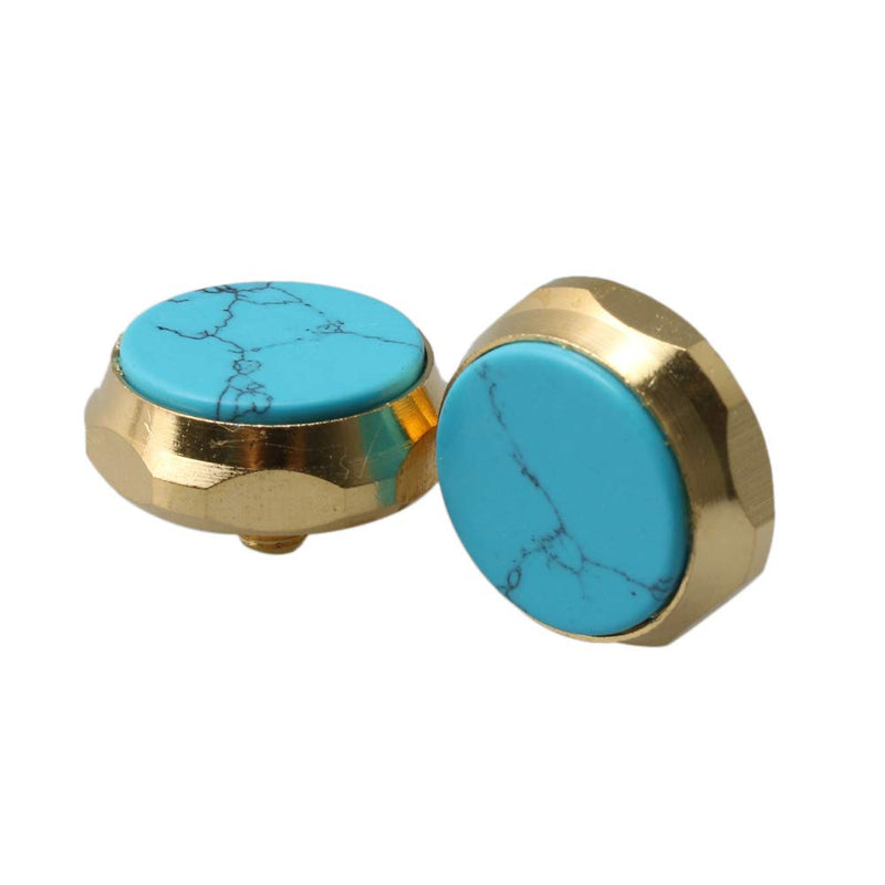 Mxfans 3 x Blue Turquoise Trumpet Finger Button Gold Plated Trumpet Caps Valve