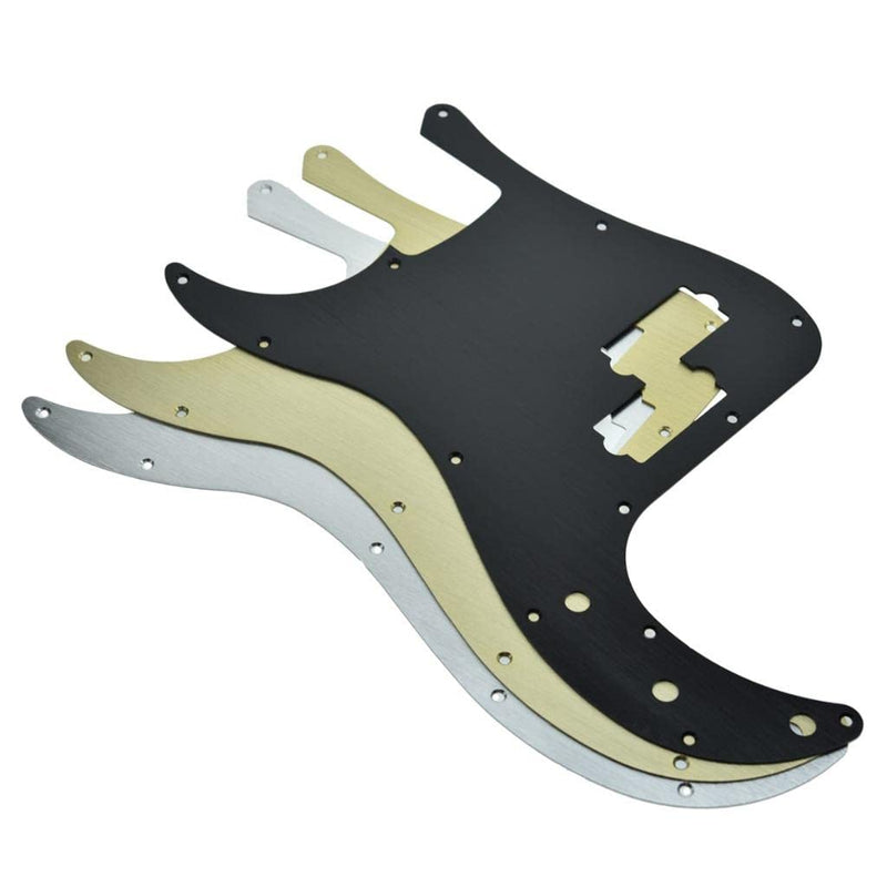 KAISH 13-Hole Metal Aluminium Anodized Left Handed P Bass Style Pickguard American Modern Style Standard Bass Pick Guard for Precision P Bass Black Left Handed Version