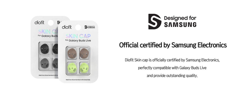 diofit Skin-Friendly Silicone Tips for Galaxy Buds Live. Comfortable Wearing. Stable Fit, 2 Pairs (Black) Black
