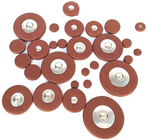 Alnicov 28Pcs Sax Leather Pads Replacement Accessories for Soprano Saxophone Brown