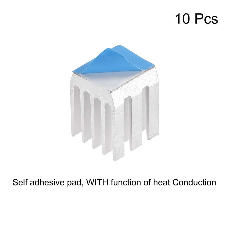 uxcell Heatsink with Thermal Conductive Adhesive Tape 9 x 9 x 12mm Silver 10pcs