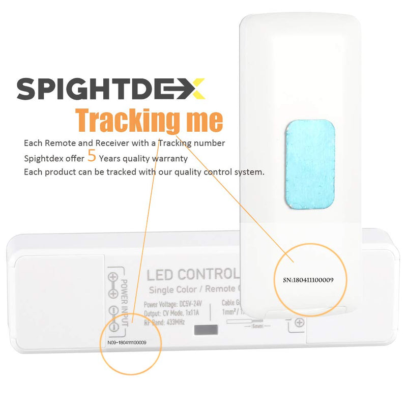 [AUSTRALIA] - LED Strip Light Controller,SPIGHTDEX RF Mini Dimmer Single Channel LED Remote Smart Wireless Remote with Control N10 