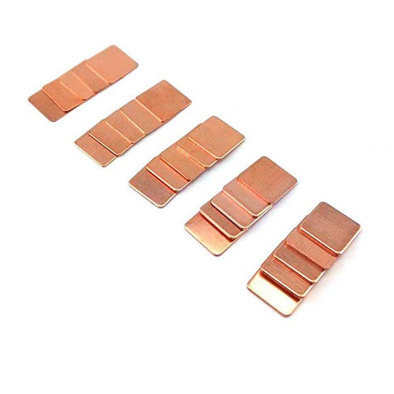 Easycargo 100pcs 12 Sizes 15mm Copper Pad Shim Thermal Kit, Pure Copper Heatsink C1100, Low Profile Copper Plate Cooler for Cooling PC Laptop IC Chips CPU VGA RAM VRAM PS5 M.2 SSD (Without Glue) Without Glue