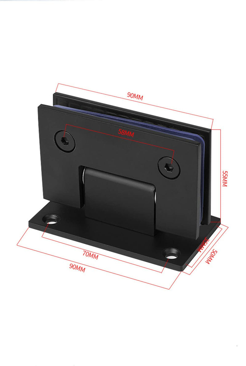 [AUSTRALIA] - Heavy Duty 90 Degree Glass Door Cupboard Showcase Cabinet Clamp Glass Shower Doors Hinge Replacement Parts Wall-to-Glass (Black) Black 
