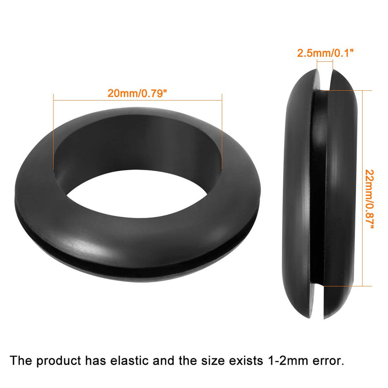 uxcell Wire Protector Oil Resistant Armature Rubber Grommet 20mm Inner Dia 100Pcs Black