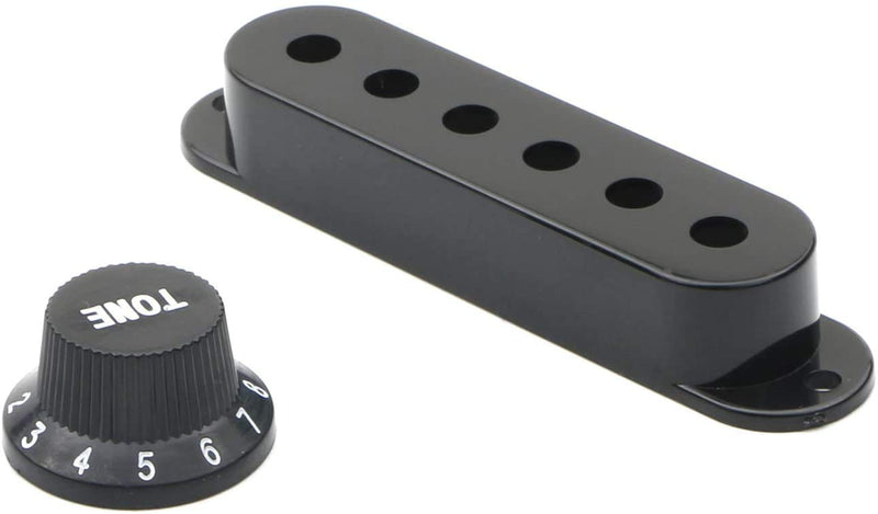 Swhmc Guitar Switch Tip 3 Pickup Cover 2 Tone 1 Volume Knobs Set Black for Strat(48-50-52mm) 48-50-52mm