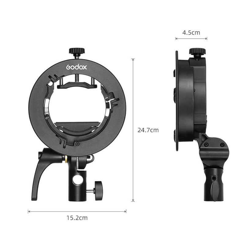 Godox S2 Speedlite Bracket Bowens Mount Holder for Speedlite Flash Snoot Softbox Honeycomb Reflector Umbrella(Godox S-Type Upgrade Version)