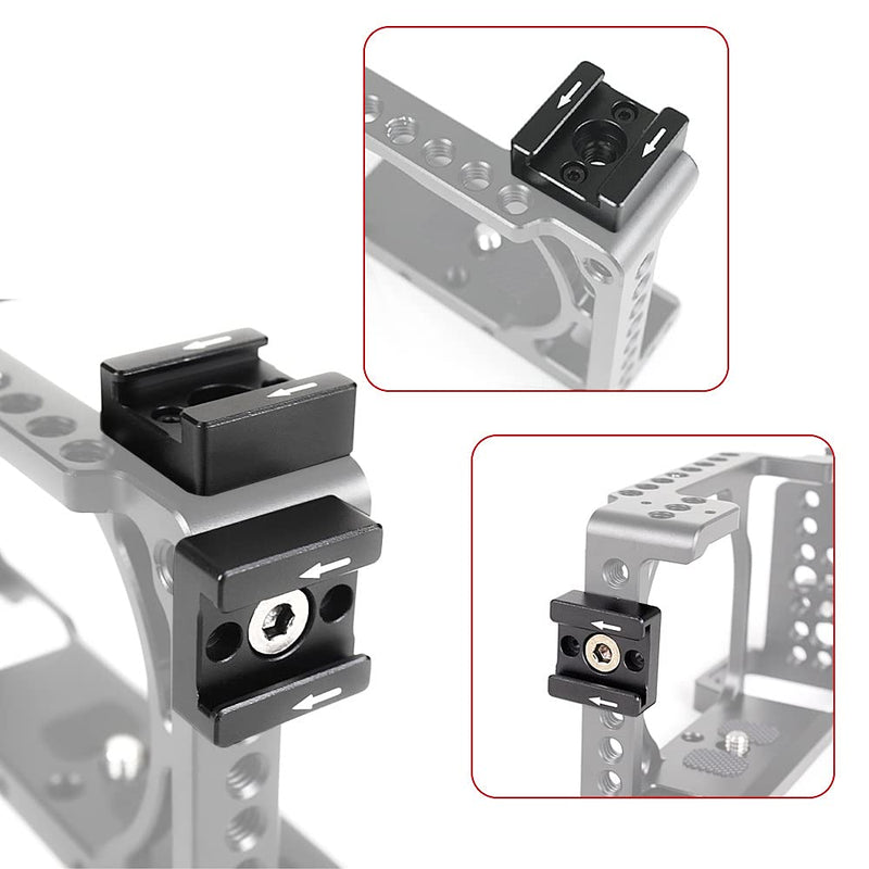 FocusFoto Cold Shoe Mount Adapter Bracket Base with 1/4"-20 Threaded Screw for Camera Cage Flash LED Video Light Field Monitor DSLR Rig