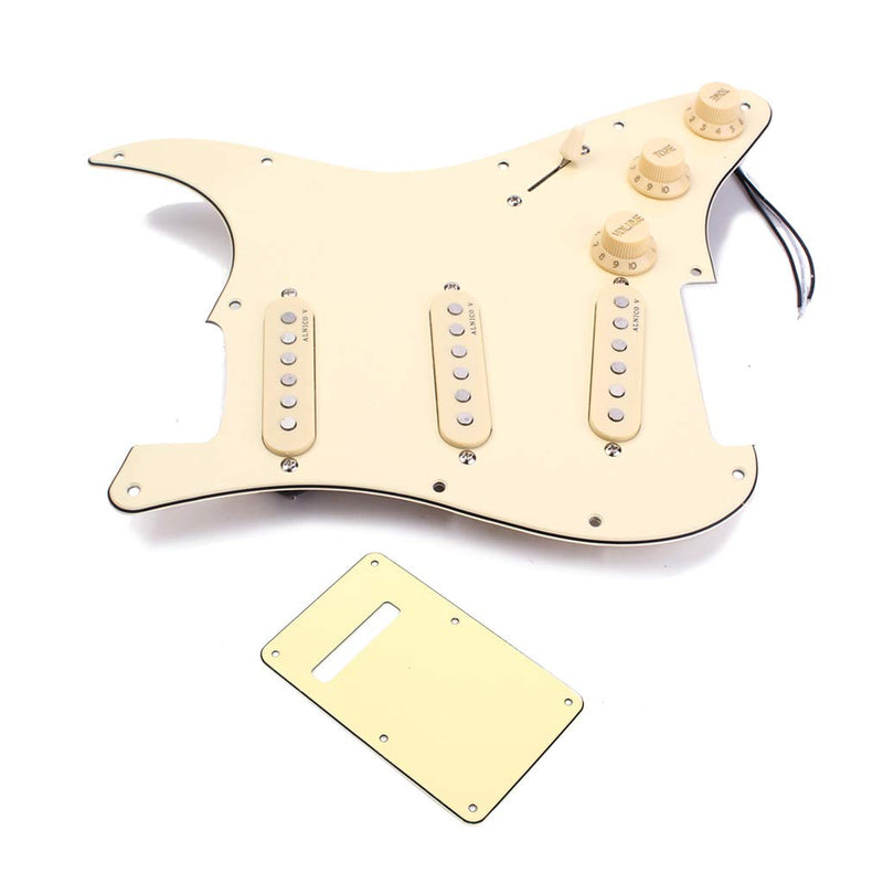 Alnicov SSS 3-Ply Prewired Loaded Pickguard Scratchplate Backplate with Alnico V Pickups Kit for Strat ST Electric Guitars Replacement Parts