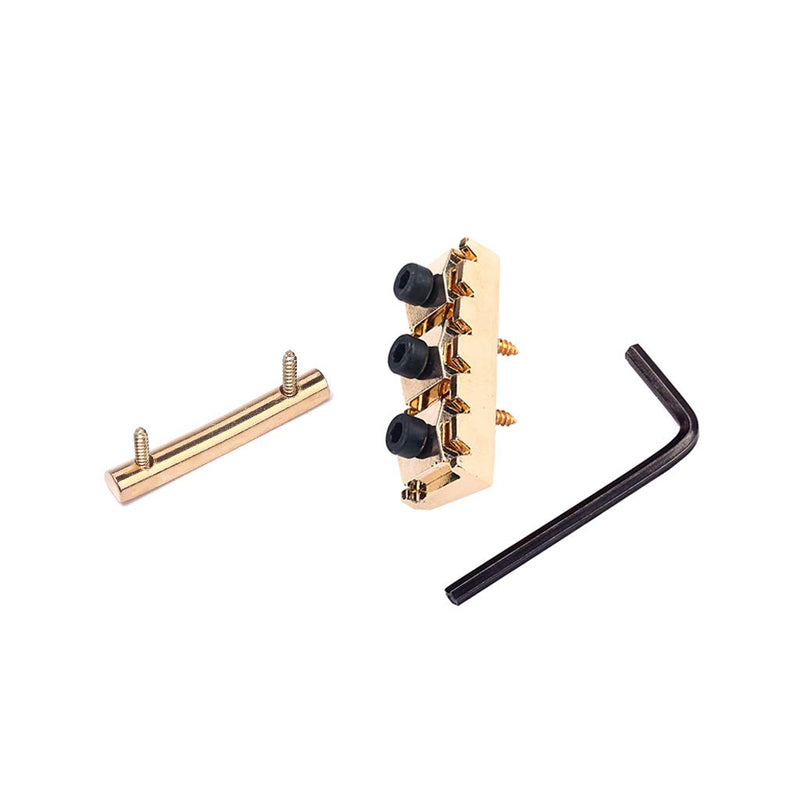 Alnicov Guitar Parts Locking Nut and String Tension Bars String Retainers 42mm for Floyd Rose Tremolo Bridge(Gold)