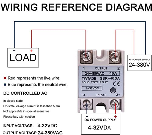 TWTADE 2PCS SSR-40 DA 40A DC 3-32V to AC 24-380V SSR Single Phase Solid State Relay ssr-40da