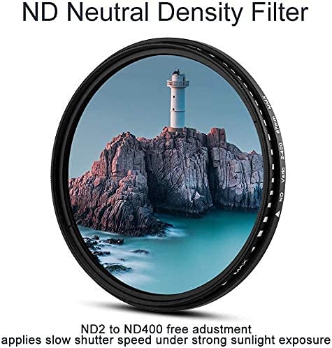 55mm Lens Filter Accessories Kit:UV CPL Adjustable ND Filter(ND2-ND400),Macro Close up Filter Set(+1,+2,+4,+10),Lens Hood,3 in 1 Grey Card for Canon Nikon Sony Pentax Olympus Fuji DSRL Camera 55mm