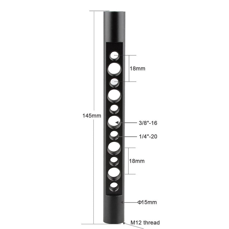 CAMVATE 15mm Cheese Rod with 1/4"-20 and 3/8"-16 Thread Hole for DSLR Rigs Camera Video Cage (145mm) 145mm