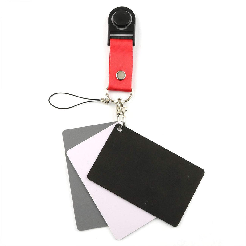 LRONG 3PCS Grey Card White Balance Card 18% Exposure Photography Card Custom Calibration Camera Checker Digital Video DSLR and Film with Lanyard Strap