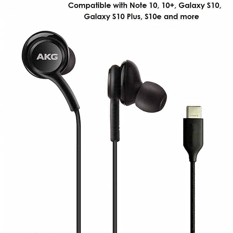 OEM UrbanX 2021 Stereo Headphones for Samsung Galaxy S20 5G Braided Cable - Designed by AKG - with Microphone (Black) USB-C Connector (US Version with Warranty)