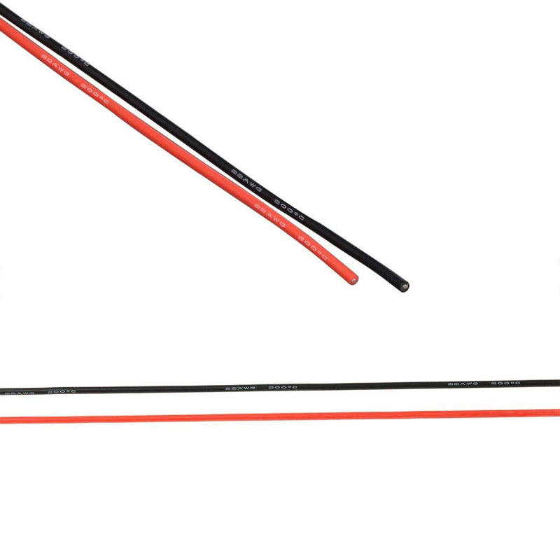 [AUSTRALIA] - BINNEKER 22 Gauge Silicone Wire Spool 50 feet Ultra Flexible High Temp 200 deg C 600V 22 AWG Silicone Wire 60 Strands of Tinned Copper Wire 25 ft Black and 25 ft Red Stranded Wire for Model silicone wire 25ft red and 25ft black 