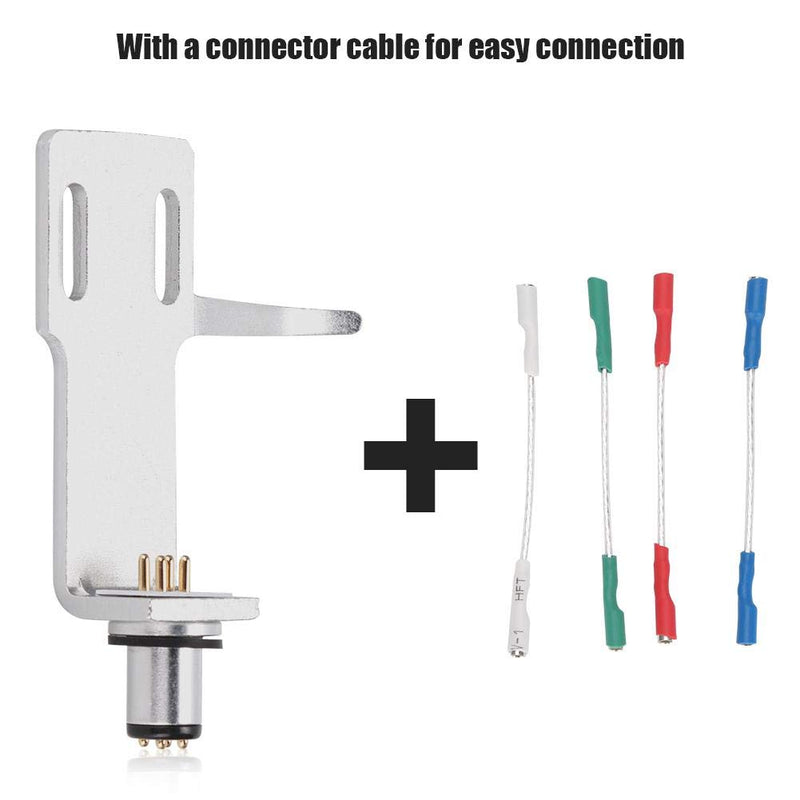 Mugast Phono Headshell Kit,6.4CM Aluminum Alloy Turntable Cartridge Phonograph Player Record Player Headshell,Include 4 Pcs Cables and 2 Pcs Screws (Silver)