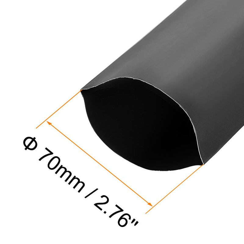 uxcell Heat Shrink Tubing, 70mm Dia 113mm Flat Width 2:1 Ratio Shrinkable Tube Cable Sleeve 1m - Black
