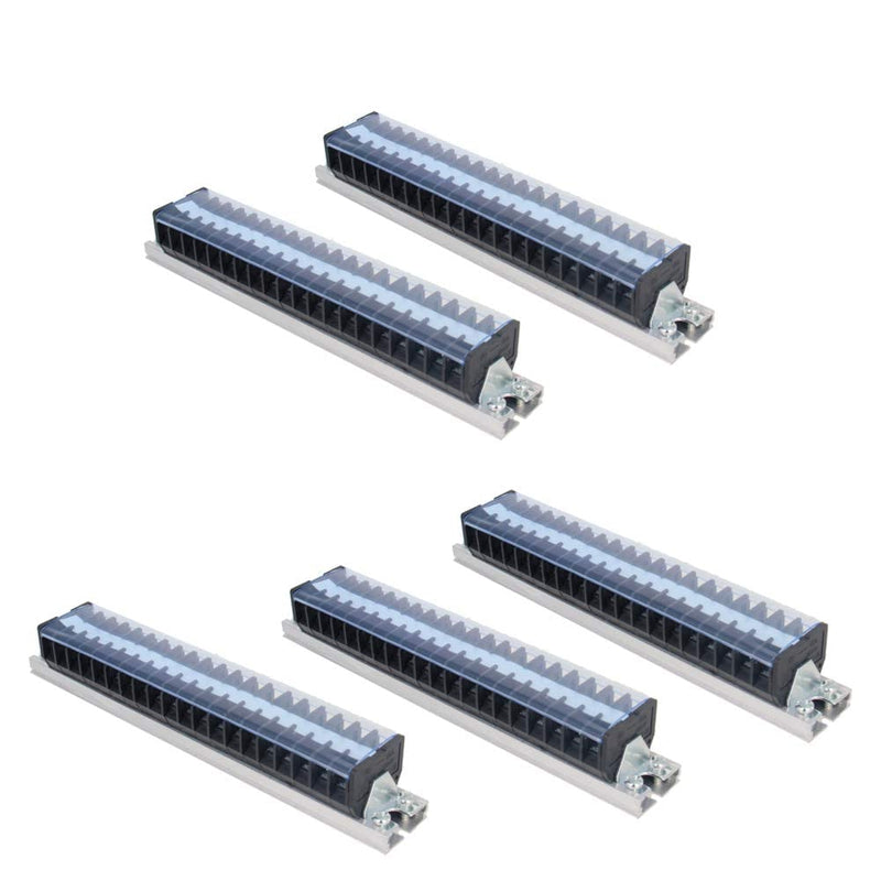 Fielect TD-1540 DIN Rail Terminal Block Row 40 Positions 660V 15A Covered Barrier Screw Terminal Block Wire Barrier Block Terminal Strip, 1Pcs