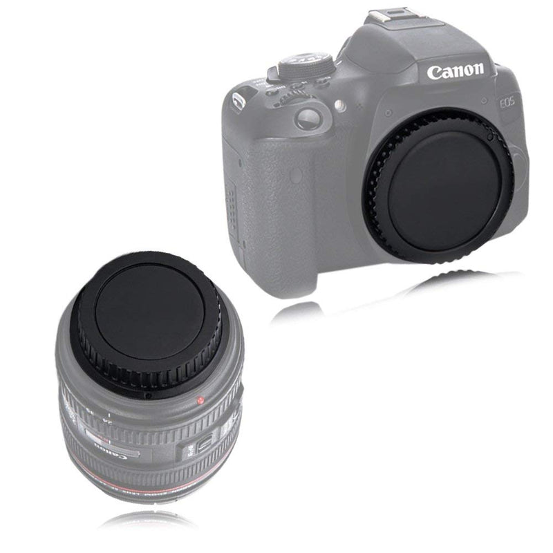 Camera Body Cap & Rear Lens Cover Compatible with Canon Rebel T8 T8i T7 T7I T6 T6i T5 T5i SL3 SL2 SL1 90D 80D 70D 7D 7DII 6D 6DII 5DIV 5DIII 5DII w/EF EF-S Lens [2 Pack]